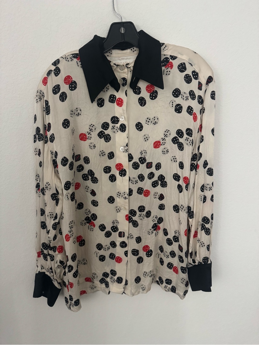 Vintage Escada Margaretha Ley Novelty Dice Print Silk Blouse